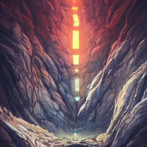 Prompt: a detailed robotic ghost in the shell like drone flying above the great canyon, light rays, deep detailed rocks, cartoon style, concept art, oil painting style, by leonardo da vinci, rtx hdr