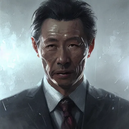 Prompt: portrait of a man by greg rutkowski, hiroyuki sanada as a ceo of weyland - yutani aliens franchise, he is about 5 0 years old, wearing futuristic office suit, highly detailed portrait, digital painting, artstation, concept art, smooth, sharp foccus ilustration, artstation hq