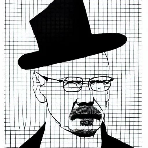 Prompt: !dream a portrait of Walter White, made by Andy Warhol, two tone, very high contrast, only black and white, simplistic, extremely high contrast, two tone, notan art, by Andy Warhol, minimalistic,