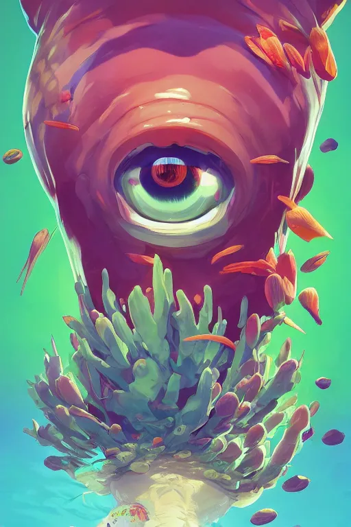 Prompt: creature animal sushi cristal very big eye roots cactus elemental flush of force nature micro world fluo fishscale, art gta 5 cover, official fanart behance hd artstation by jesper ejsing, by rhads, makoto shinkai and lois van baarle, ilya kuvshinov, ossdraws