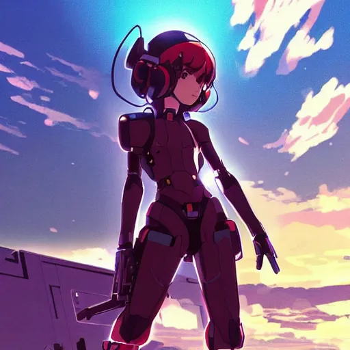 Image similar to Girl mecha pilot by Kuvshinov Ilya, very very very very very very beautiful, Anime Key Visual, dramatic wide angle, by Studio Trigger, daily deviation, trending on artstation, faved watched read, sharp focus, makoto shinkai traditional illustration collection aaaa updated watched premiere edition commission ✨ whilst watching fabulous artwork \ exactly your latest completed artwork discusses upon featured announces recommend achievement