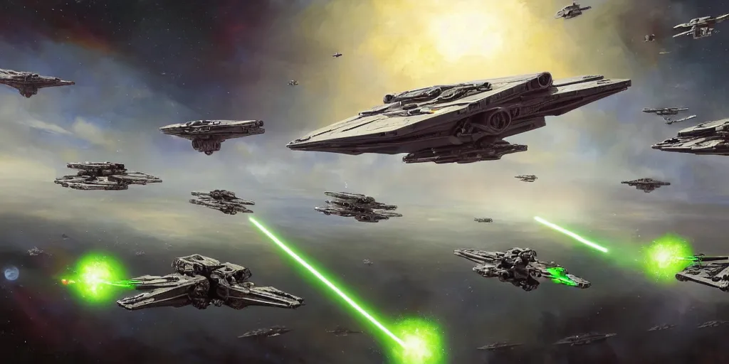 star wars space battle in outer space : swarm of small