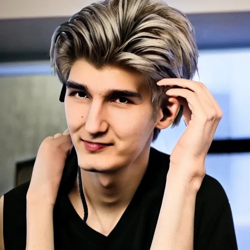 Image similar to really handsome gigachad xqc gigachad gambling : : realistic : : 1 dslr : : 1 - - quality 2