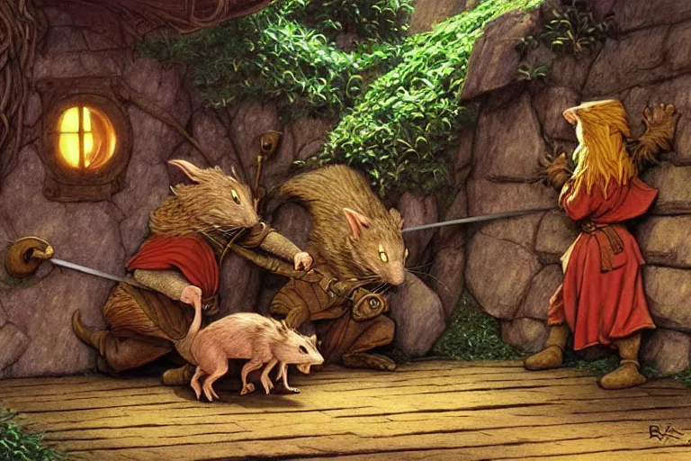 Image similar to a scene from redwall by brian jacques, detailed, fantasy concept art