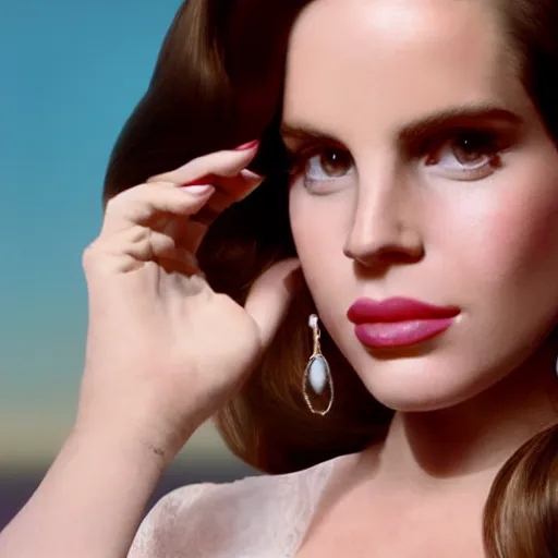 Image similar to Lana del rey in a hand cream commercial, photorealistic, detailed, studio