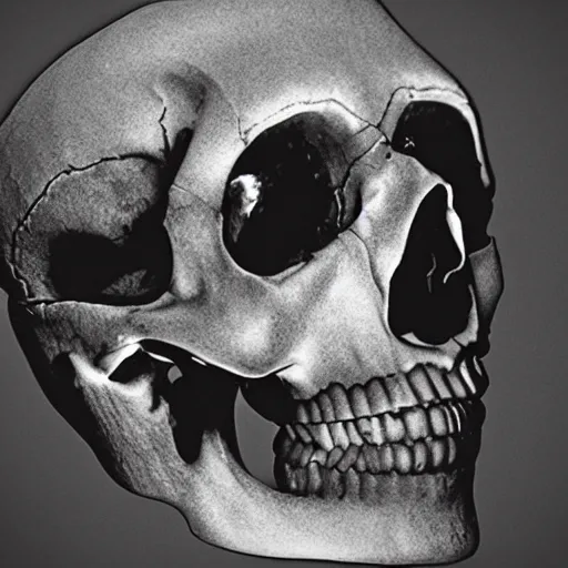 Image similar to an infrared FLIR image of a human skull