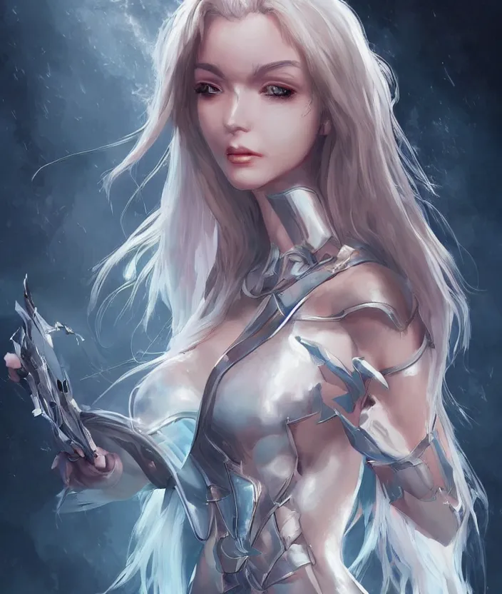 Image similar to Concept art, angel knight girl, artstation trending, artgerm highly detailded