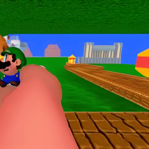 Prompt: Boogie2988 in Super Mario 64, gameplay footage, very detailed, very intricate, 8k,