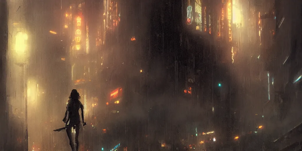 Image similar to guitar, magical area, blade runner, by greg rutkowski