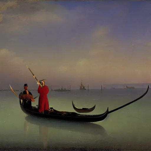Image similar to venetian gondolas in the style of aivazovsky