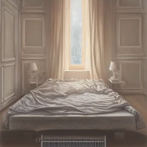 Image similar to cream - colored room, vanilla - colored lighting, soft golden light, marble room, marble slabs, bare room, empty room, studio room, window to night time, night time, warm lighting inside, art by artgerm