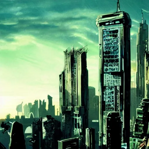 Prompt: a megaopolis mega block skyscraper cityscape from dredd (2012)