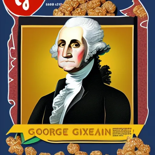 Image similar to cover illustration for a box of George Washington sugar cereal