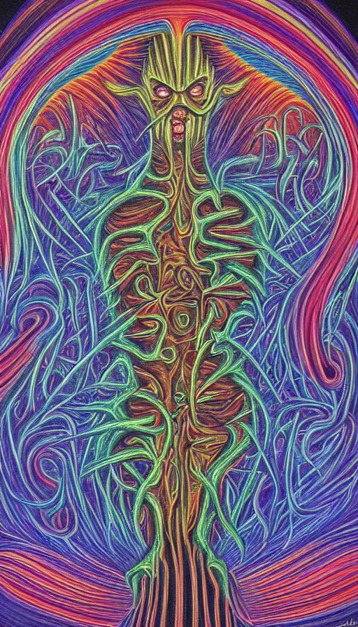 Prompt: rage, by alex grey,