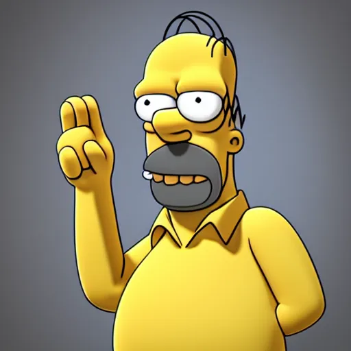 Image similar to homer simpson 3d render, studio lighting, bright volumetric lighting, raytrace, artstation