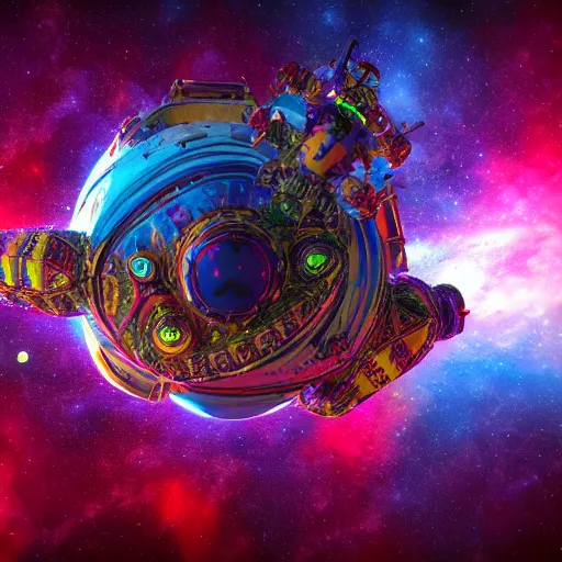 Prompt: three amigos on a space adventure, psychedelic colors, extremely detailed, fractal sky, unreal engine 6k render