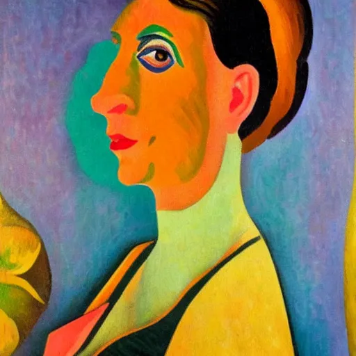 Image similar to fauvism unfaithful portrait of a lady 3 2 years old, with apricot