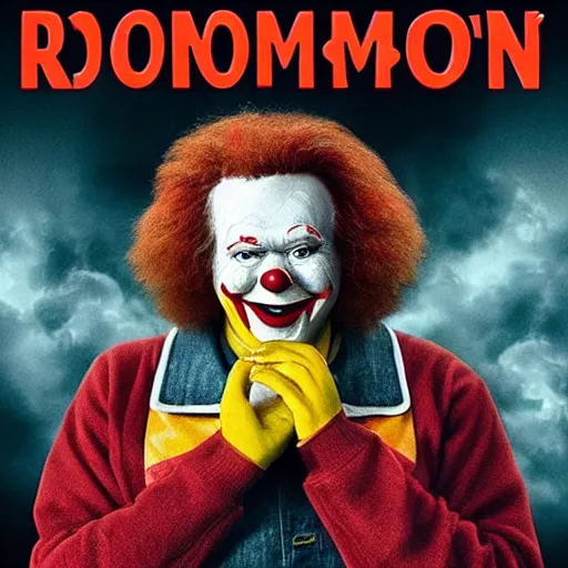 Prompt: Movie poster for the horror film “Ronald McDonald” (2023)
