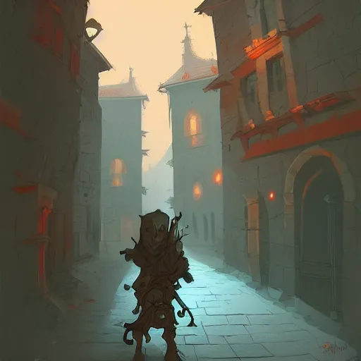 Image similar to lone zombie exploring medieval town streets, inspired by Marc Simonetti and Anton Fadeev