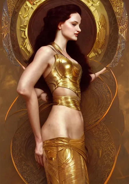 Image similar to sansa angeline jolie gessica chastain mummy cleopatra gold blood, intricate, elegant, highly detailed, digital painting, artstation, concept art, smooth, sharp focus, illustration, art by artgerm and greg rutkowski and alphonse mucha and william - adolphe bouguereau