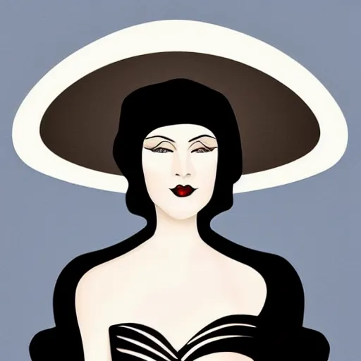 Image similar to art deco lady, detailed, photorealistic