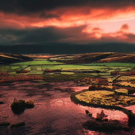 Prompt: Great whiskey flood of Ireland, modern photography, 8k, octane render