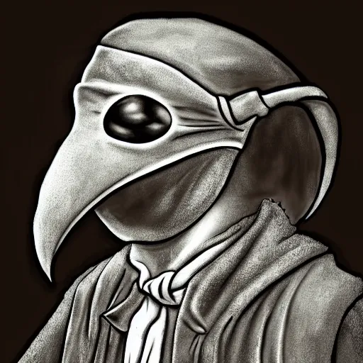 Prompt: plague doctor by rob plater