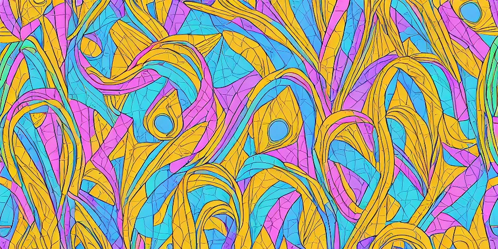 Image similar to seamless pattern of large colorful 4 arches in escher style horizontal multilayers minimalism antistyle