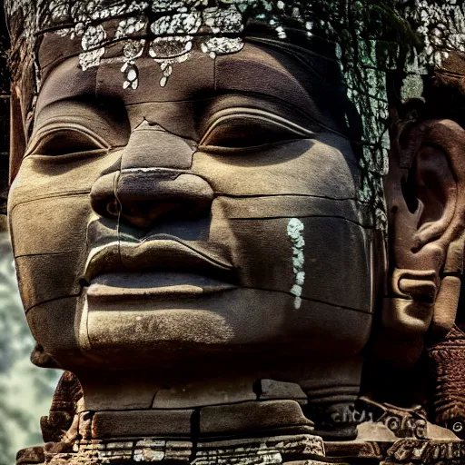 Image similar to angkor thon, photorealistic giant photography hight quality, sharp, stones, award winning photography, canon, thierry rouzier