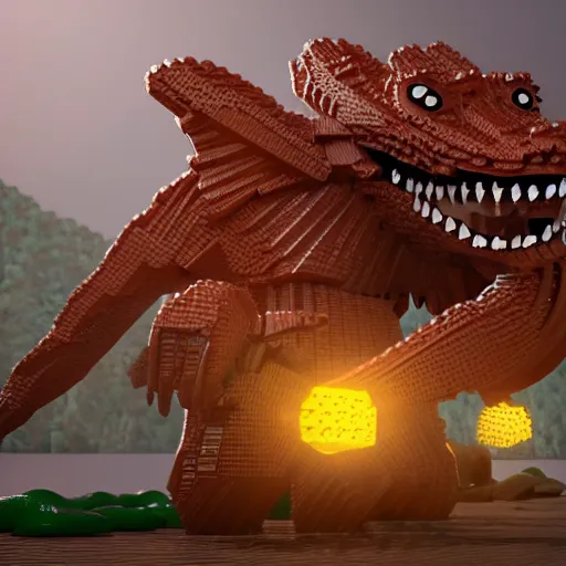 Image similar to ctulhu monster lego set, 3d unreal 5k render