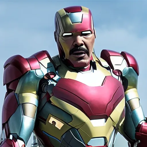 Image similar to an avengers still of steve harvey as ironman,detailed face,cinematic,dramatic,marvel 2021