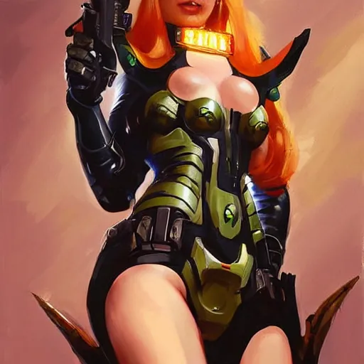 Image similar to greg manchess portrait painting of armored punisher ivy as overwatch character, medium shot, asymmetrical, profile picture, organic painting, sunny day, matte painting, bold shapes, hard edges, street art, trending on artstation, by huang guangjian and gil elvgren and sachin teng