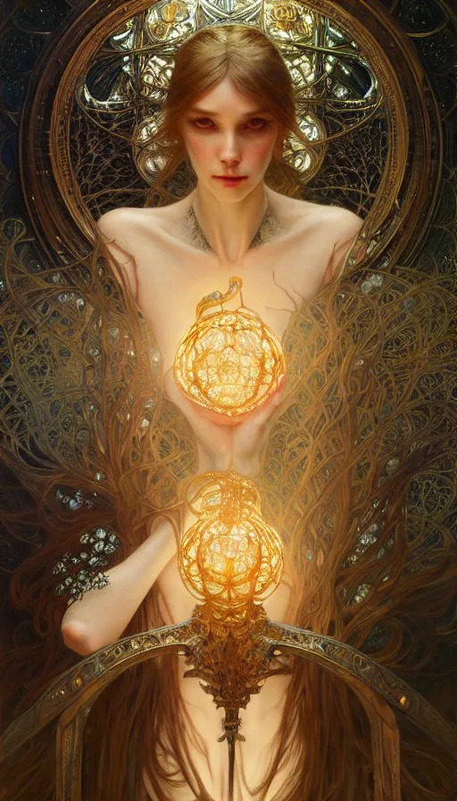 Prompt: Artificial Intelligence, fantasy, intricate, elegant, dramatic lighting, emotionally evoking symbolic metaphor, highly detailed, lifelike, photorealistic, digital painting, artstation, concept art, smooth, sharp focus, illustration, art by John Collier and Albert Aublet and Krenz Cushart and Artem Demura and Alphonse Mucha