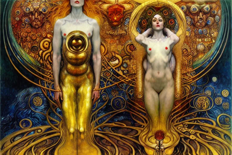 Image similar to Divine Chaos Engine by Karol Bak, Jean Delville, William Blake, Gustav Klimt, and Vincent Van Gogh, symbolist, visionary