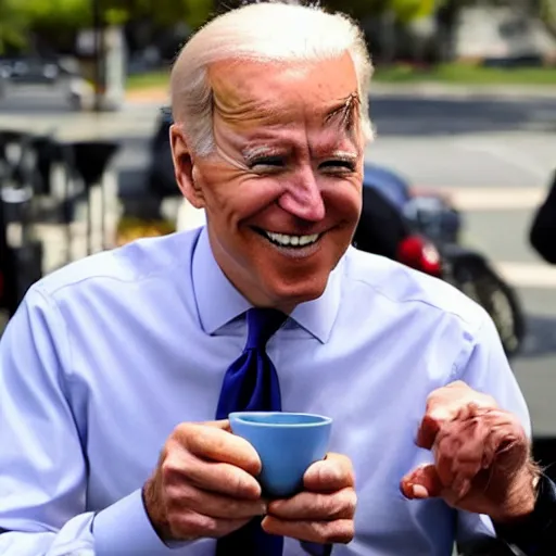 Prompt: joe biden drinking coffee