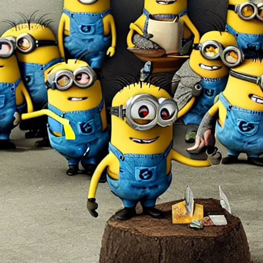 Image similar to minion in bosch hell, suffering forever