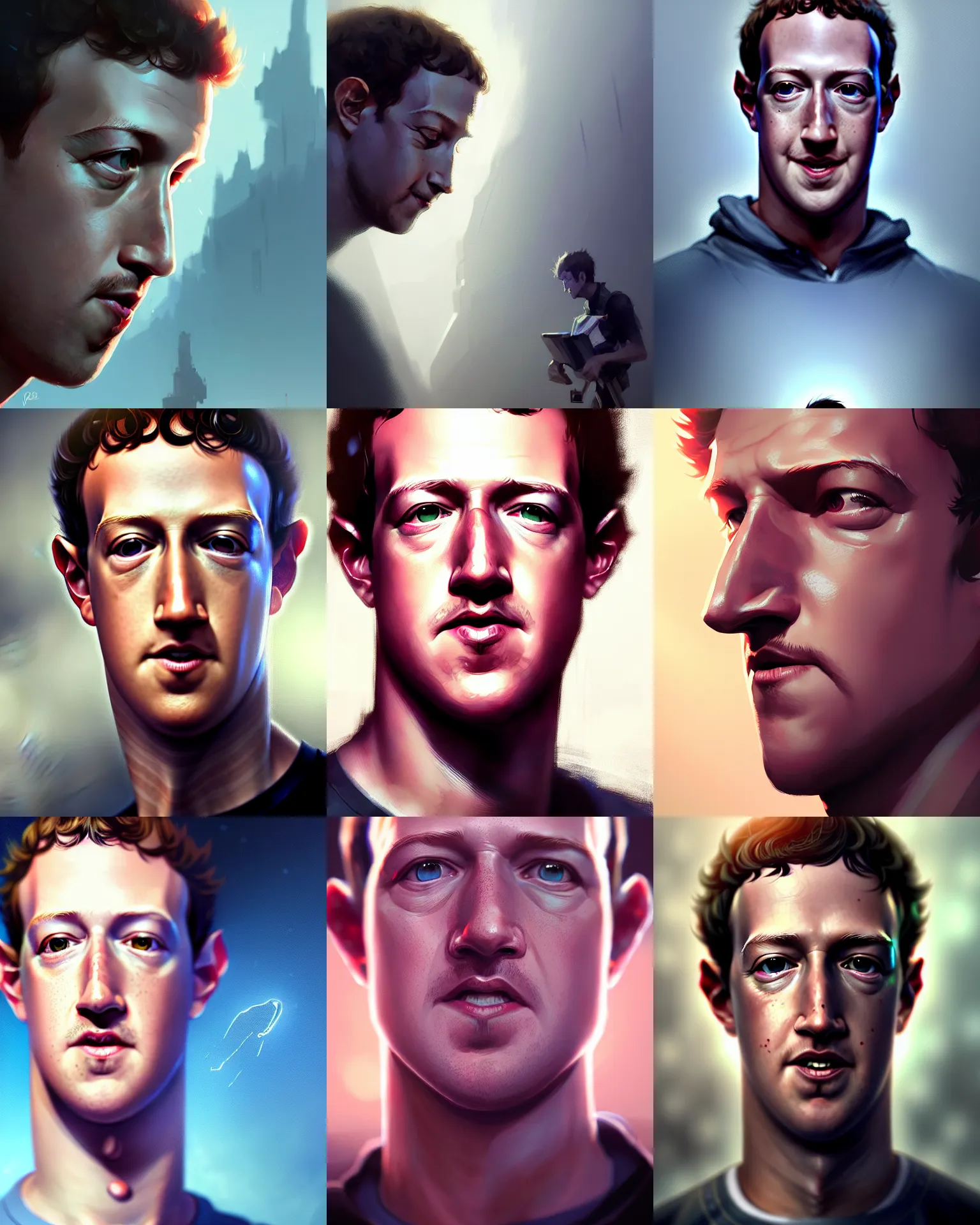 Prompt: Mark Zuckerberg, medium shot close up, details, sharp focus, illustration, by Jordan Grimmer and greg rutkowski, Trending artstation, pixiv, digital Art