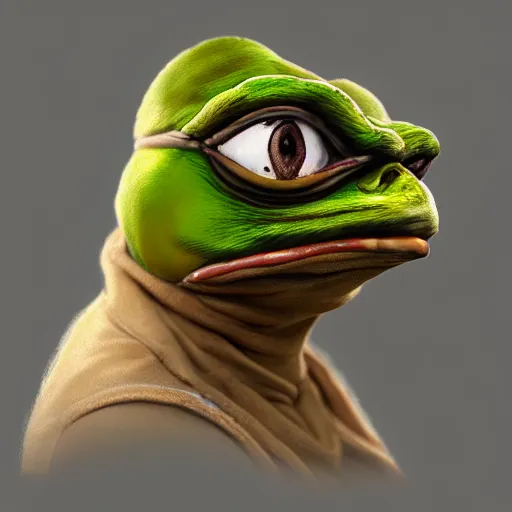 Prompt: portrait of realistic pepe with brown shit on face, concept art, trending on artstation, highly detailed, intricate, sharp focus, digital art, 8 k