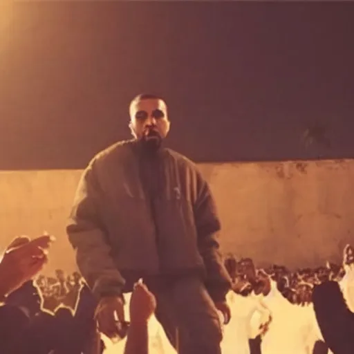 Image similar to low quality picture of a leaked and scrapped Kanye West and Drake music video