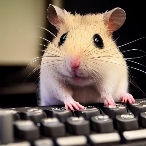 Image similar to photo of a hamster, on a cash register in a cinema, various poses, unedited, soft light, sharp focus, 8 k