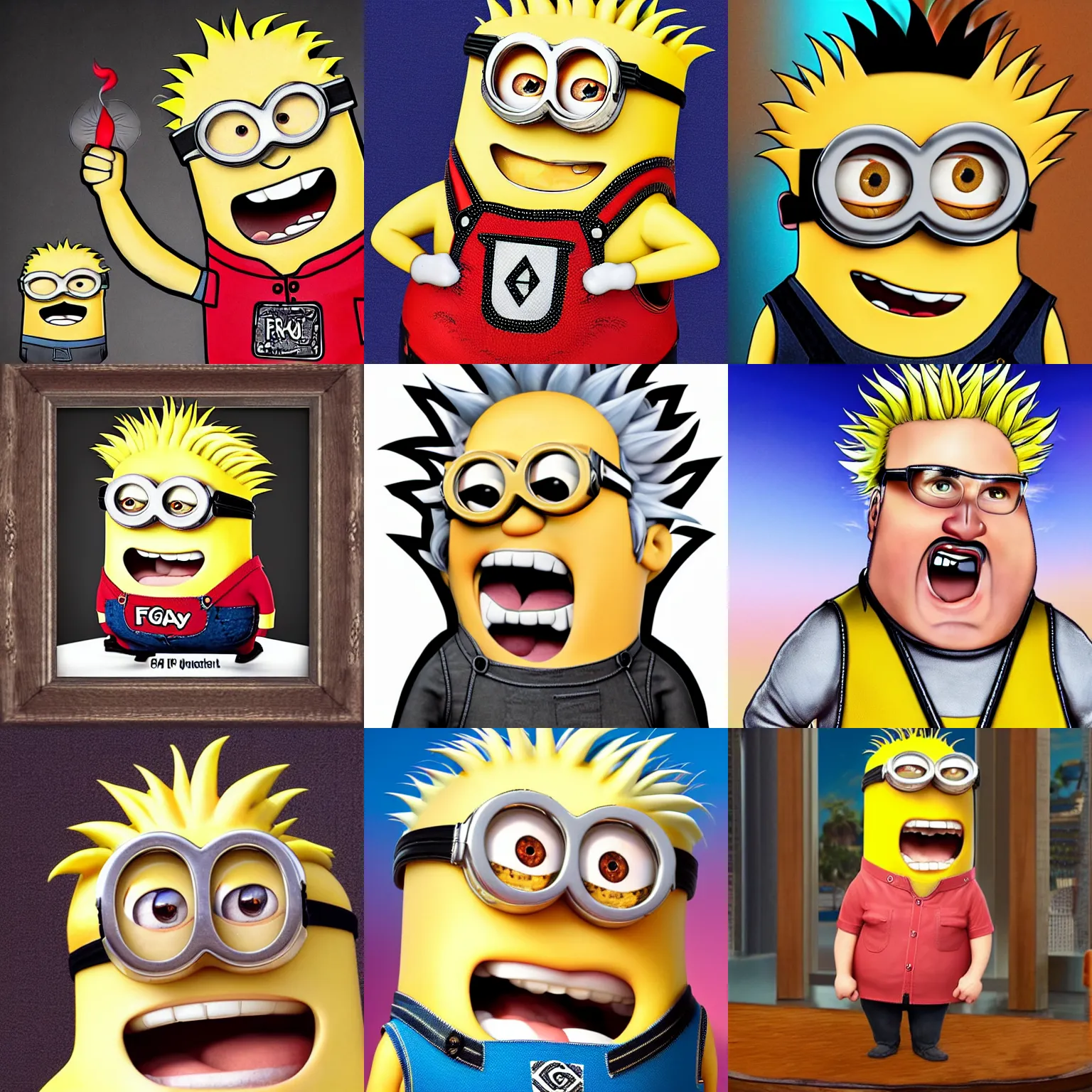Prompt: guy fieri is a minion, intricate, 4k, photorealistic