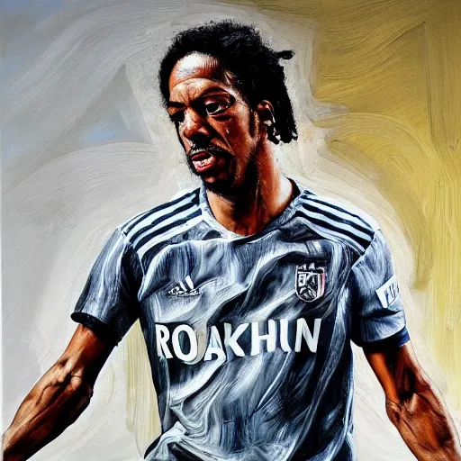 Image similar to high quality high detail painting by lucian freud, hd, ronaldinho