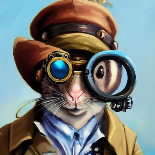 Image similar to a rat with steampunk googles, by RHADS