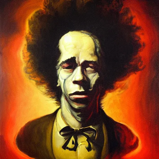 Prompt: mysterious portrait of malcolm gladwell emerging from the dark void eating burger, face partially melting LSD effect, figure in the darkness of renaissance, serving big macs, Francisco Goya, painted by John Singer Sargant, Adrian Ghenie, style of Francis Bacon, highly detailed, 8k, trending on artstation