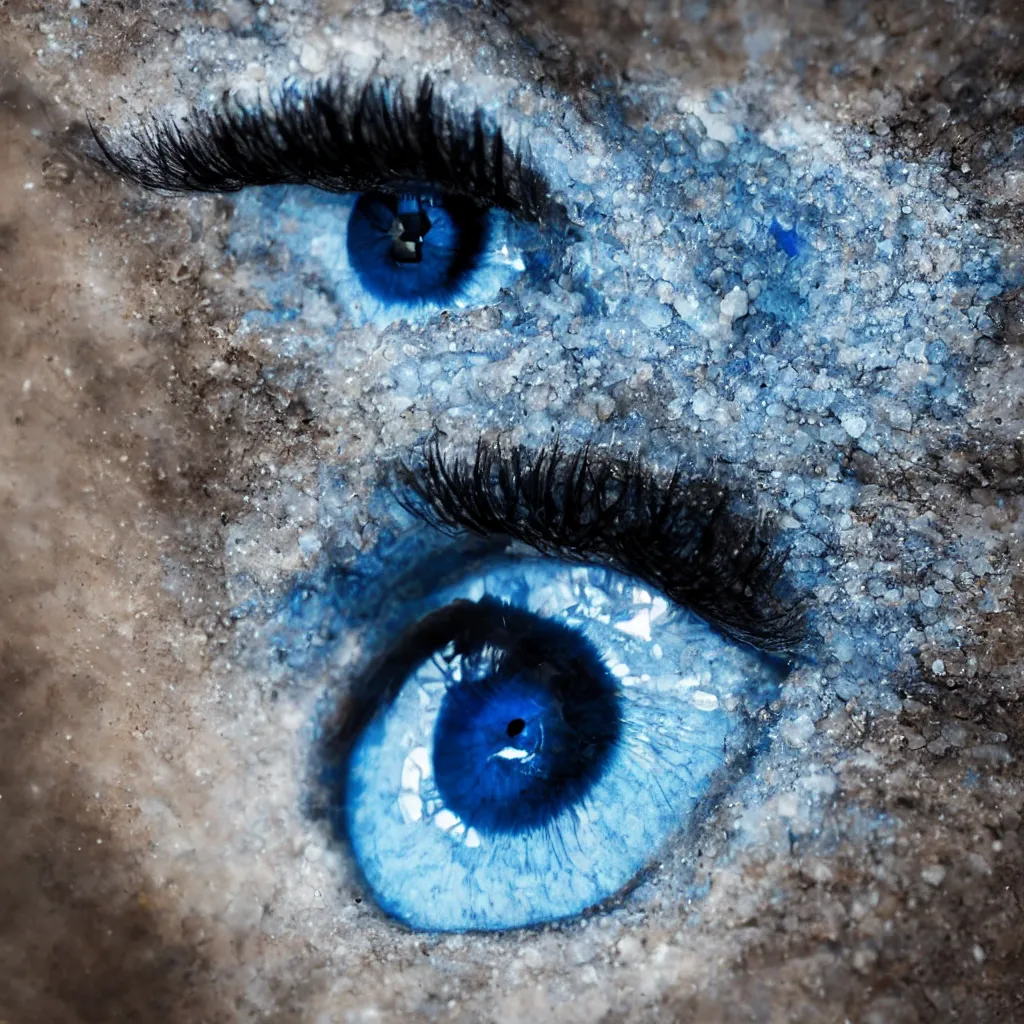 Prompt: blue eye is cracking into a bunch of pieces, hyperrealistic, macro closeup shooting, hyperdetailed, cinematic