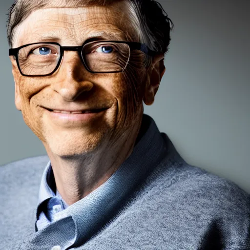 Image similar to portrait photo still of real life bill gates, 8 k, 8 5 mm f 1. 8