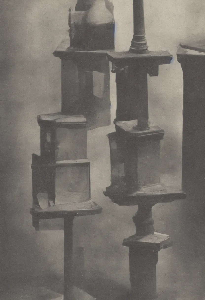 Prompt: a random everyday object on a pedestal, 1920 vintage photography, courtesy of Centre Pompidou