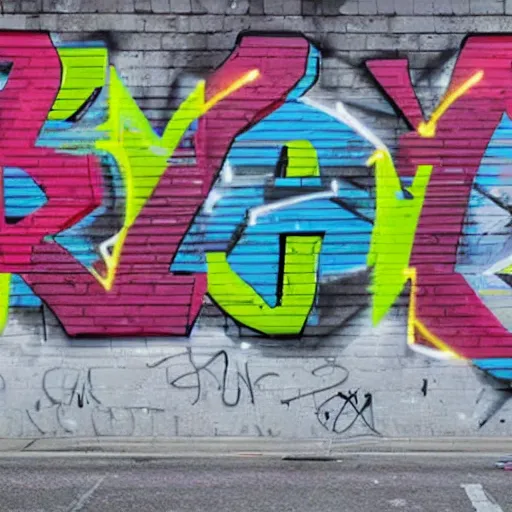 Prompt: futuristic graffiti letters on a wall