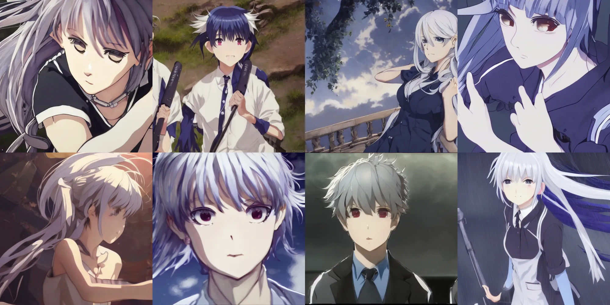 Prompt: a film still portrait of grisaia in a silver hair scenery, finely detailed features, closeup at the faces, perfect art, at an ancient city, gapmoe yandere grimdark, trending on pixiv fanbox, painted by greg rutkowski makoto shinkai takashi takeuchi studio ghibli, akihiko yoshida