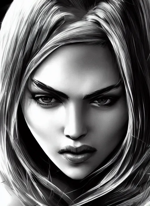 Image similar to up close portrait of a beautiful woman in black and white, art by diego fazio and diegoKoi and oscar Ukono, concept art, sharp focus, artgerm, 8k highly detailed